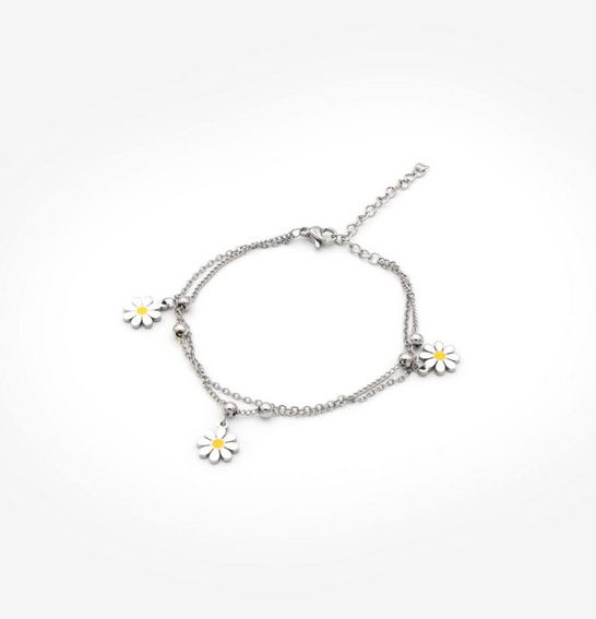 Gioyes Edelstahl-Armband „White Daisies“ Damen