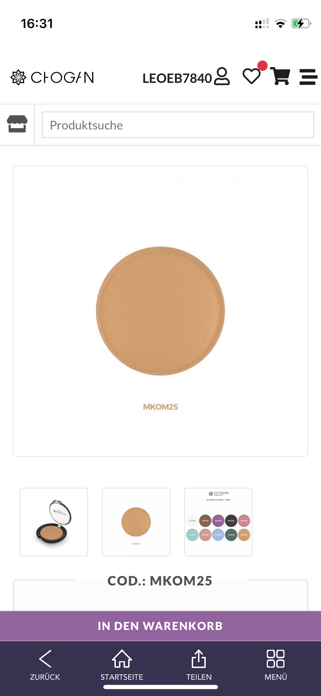 Choga MATTE compact eyeshadow | BRICK